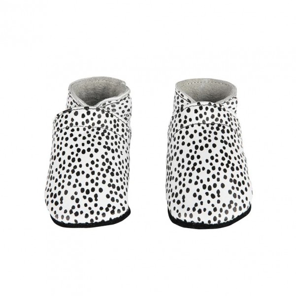 Baby Dutch- Παπουτσάκια Αγκαλιάς- Polka Dots White-Black- Δέρμα