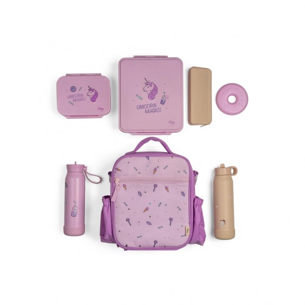 Insulated Lunchbag Backpack - Stormy Unicorn - Citron