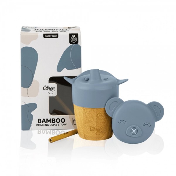 Bamboo Cup and Straw - Dusty Blue