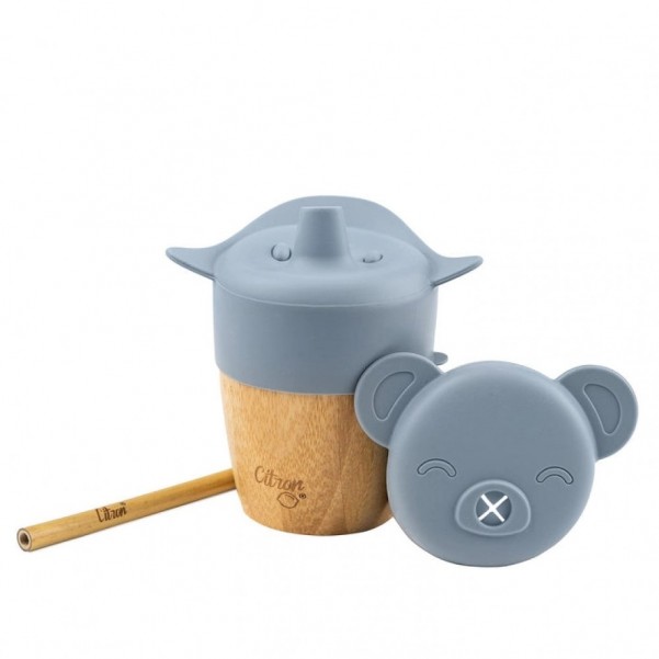 Bamboo Cup and Straw - Dusty Blue