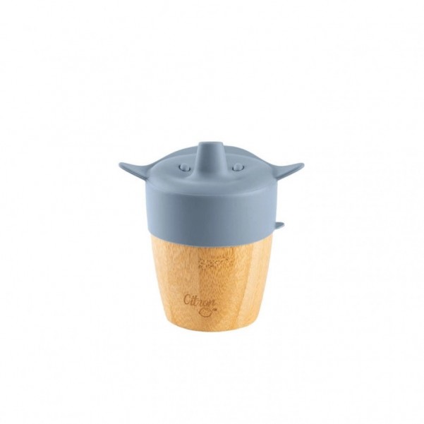 Bamboo Cup and Straw - Dusty Blue