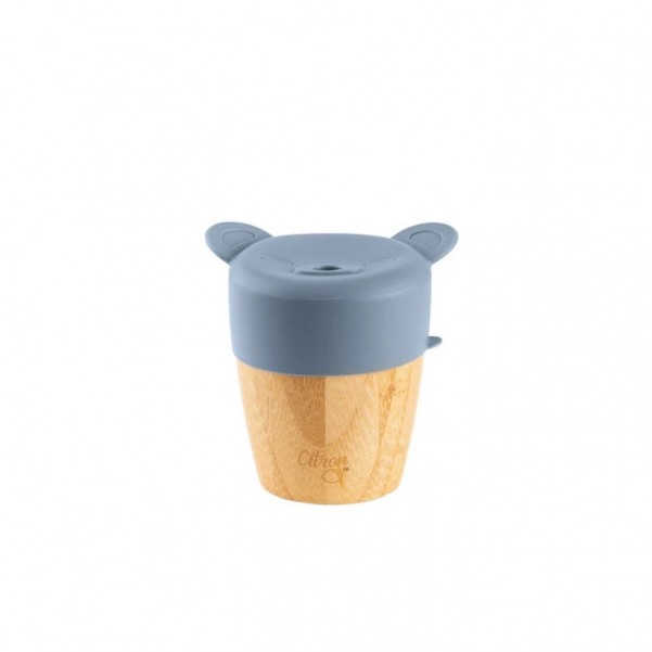 Bamboo Cup and Straw - Dusty Blue