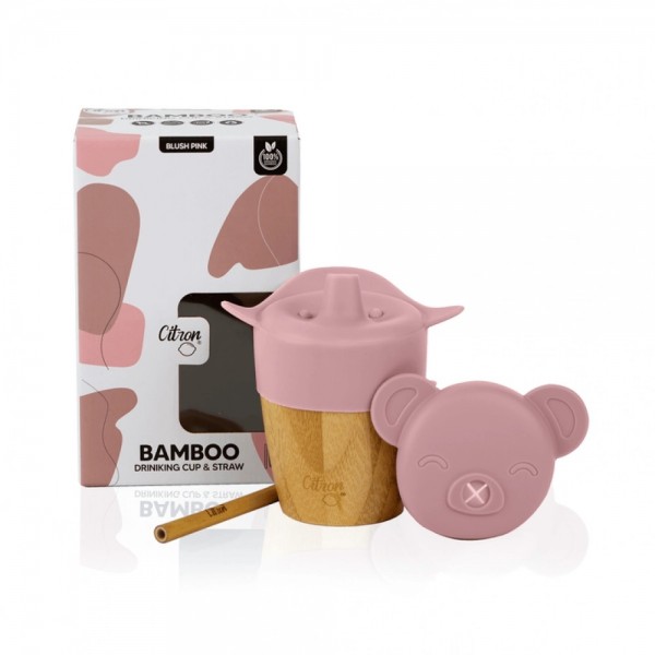 Bamboo Cup and Straw - Blush Pink