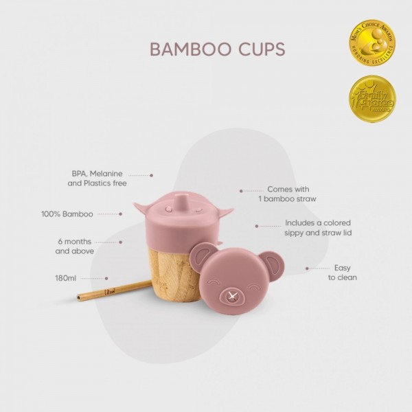 Bamboo Cup and Straw - Blush Pink