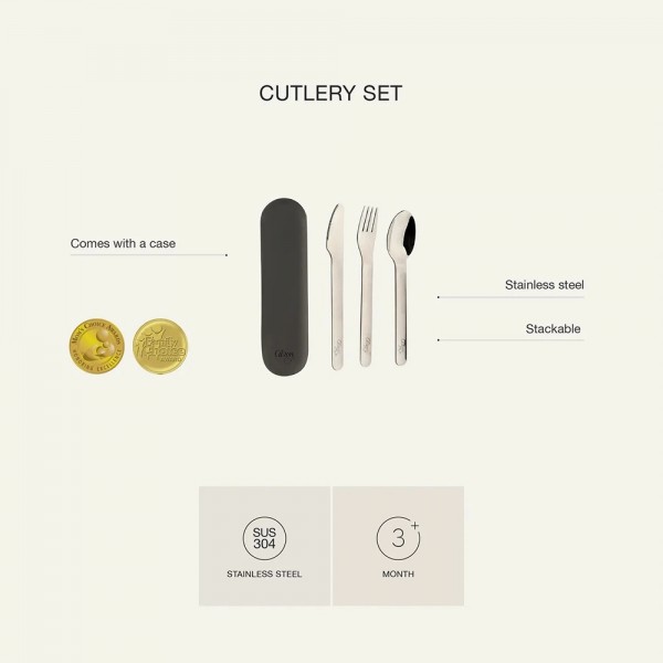 Stainless Steel Cutlery Set With Silicon Case - Unicorn - Citron