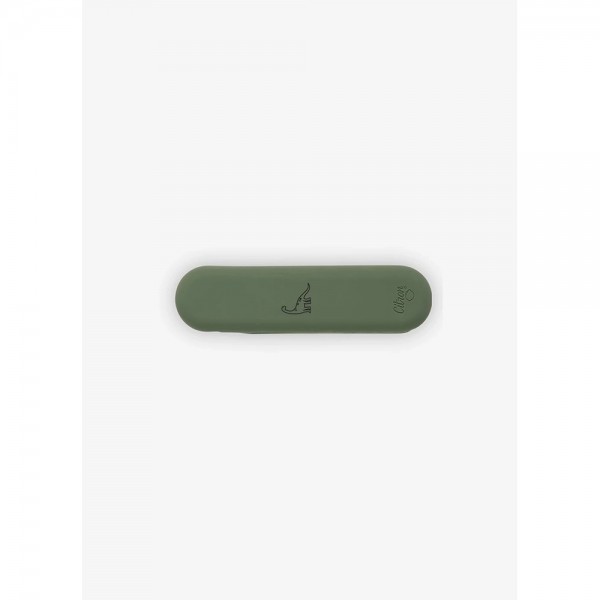 Stainless Steel Cutlery Set With Silicon Case - Dino Green - Citron