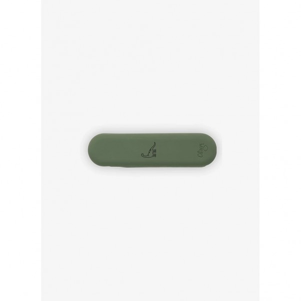 Stainless Steel Cutlery Set With Silicon Case - Dino Green - Citron