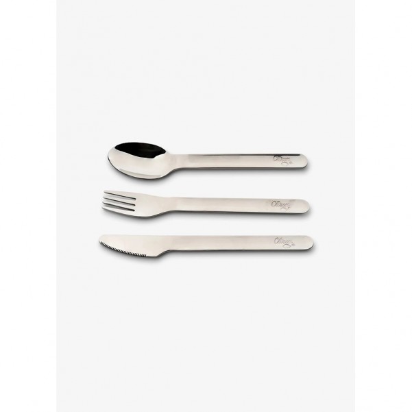 Stainless Steel Cutlery Set With Silicon Case - Dino Green - Citron