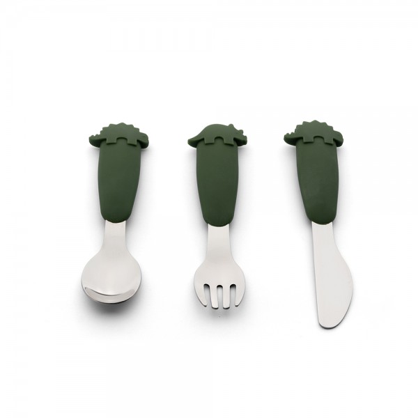 Silicon Cutlery - Dino Green