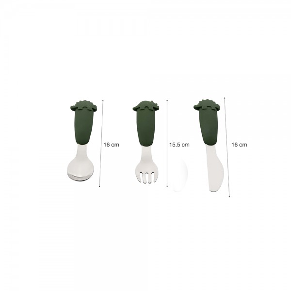 Silicon Cutlery - Dino Green