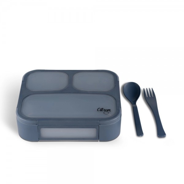Microwavable Lunchbox with Fork and Spoon - Dark Blue - Citron