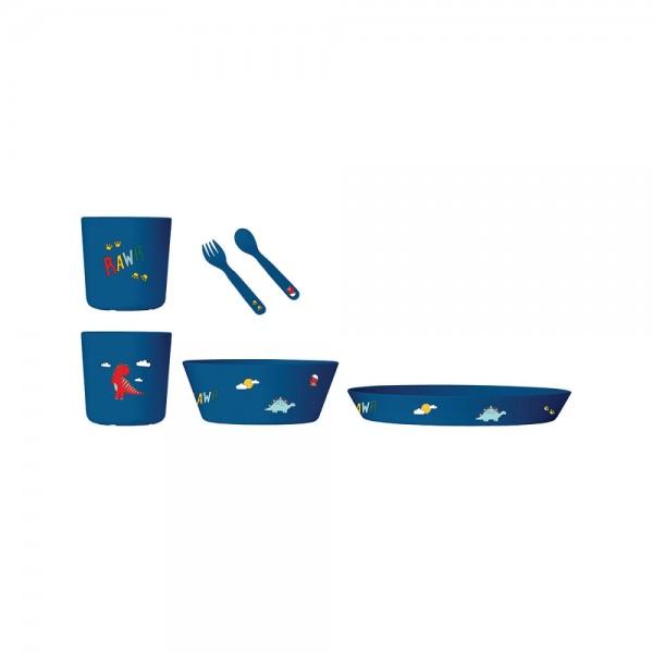 Bio Based Tableware Set - Blue Dino - Citron