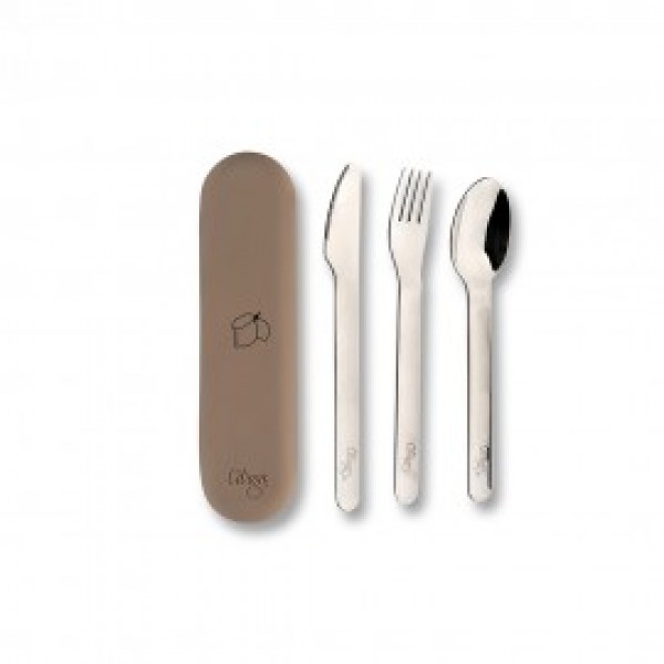 Stainless Steel Cutlery Set with Silicon Case - Lemon - Citron