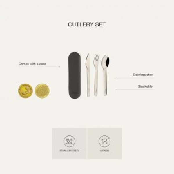 Stainless Steel Cutlery Set with Silicon Case - Lemon - Citron