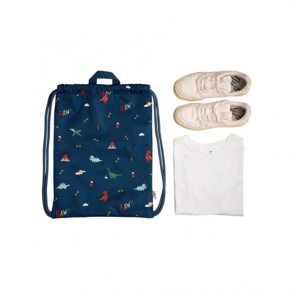 Drawstring Wet Bag - Blue Dino - Citron