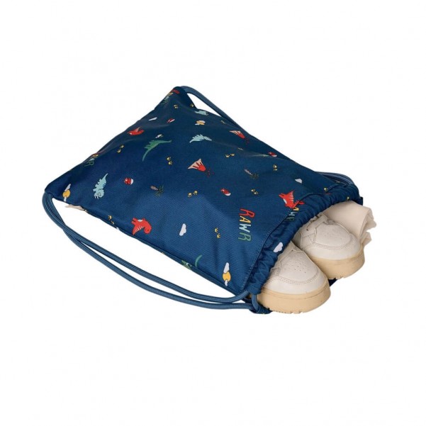 Drawstring Wet Bag - Blue Dino - Citron