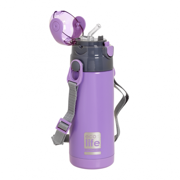 Kids Thermos -  Lilac 400ml, με αποσπώμενο ιμάντα μεταφοράς- EcoLife