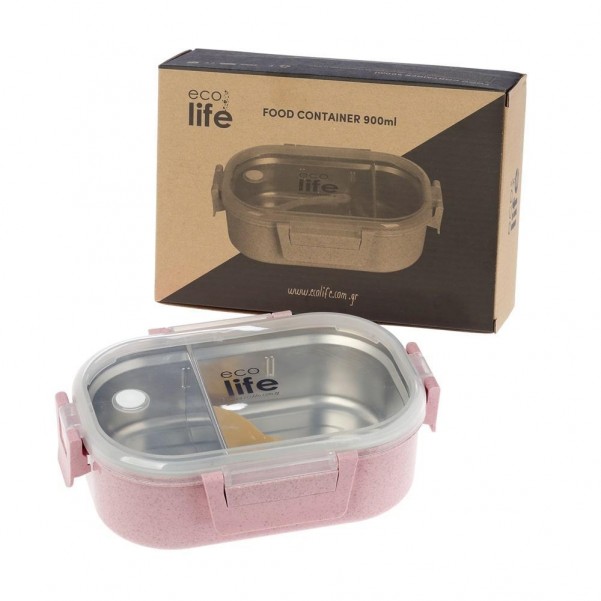 Φαγητοδοχείο 900ml - με χώρισμα Light Pink - Ecolife
