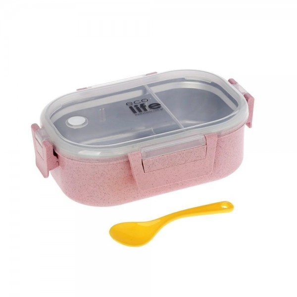 Φαγητοδοχείο 900ml - με χώρισμα Light Pink - Ecolife