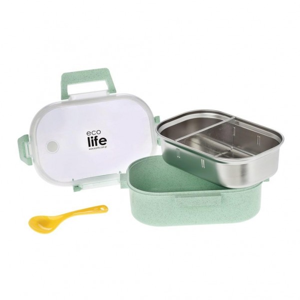 Φαγητοδοχείο 900ml - με χώρισμα Light Green- Ecolife