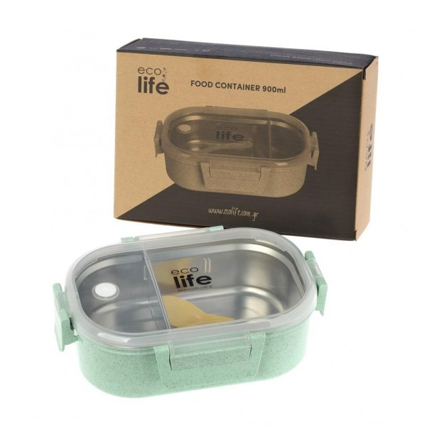 Φαγητοδοχείο 900ml - με χώρισμα Light Green- Ecolife