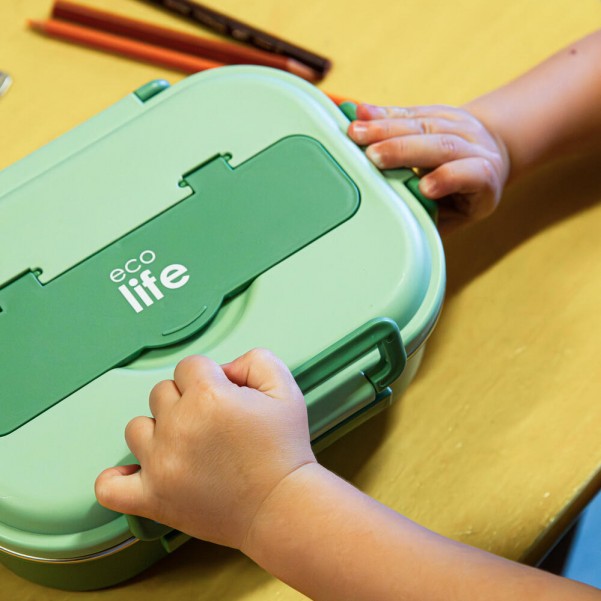 Φαγητοδοχείο 1Lt, 3 Θέσεων - Πράσινο - Ecolife