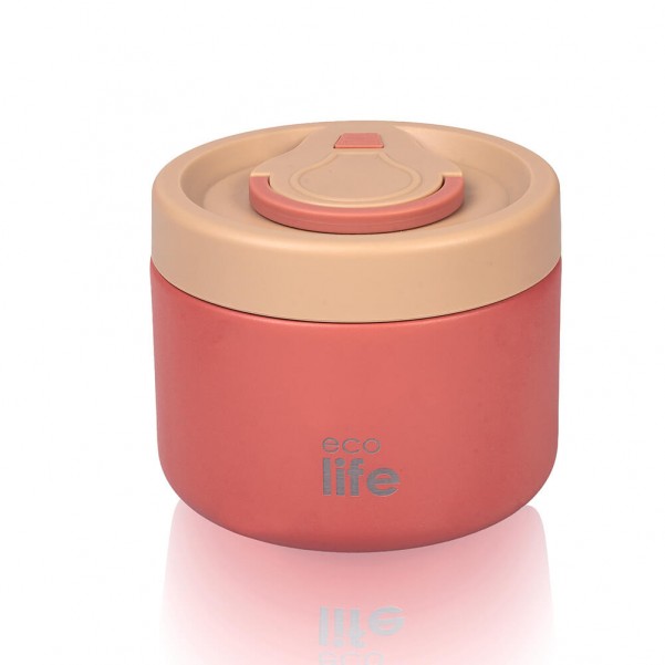 Στρογγυλό Θερμός Φαγητού 650ml - Ροζ - EcoLife