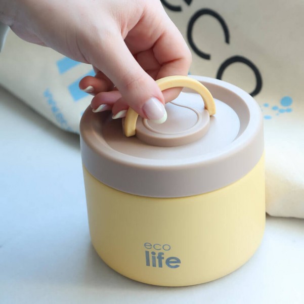 Στρογγυλό Θερμός Φαγητού 650ml - Κίτρινο - EcoLife