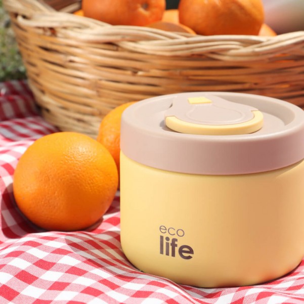 Στρογγυλό Θερμός Φαγητού 650ml - Κίτρινο - EcoLife