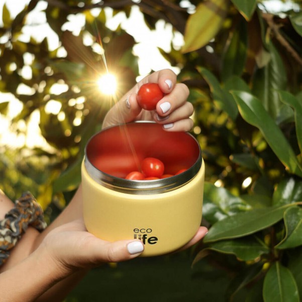 Στρογγυλό Θερμός Φαγητού 650ml - Κίτρινο - EcoLife