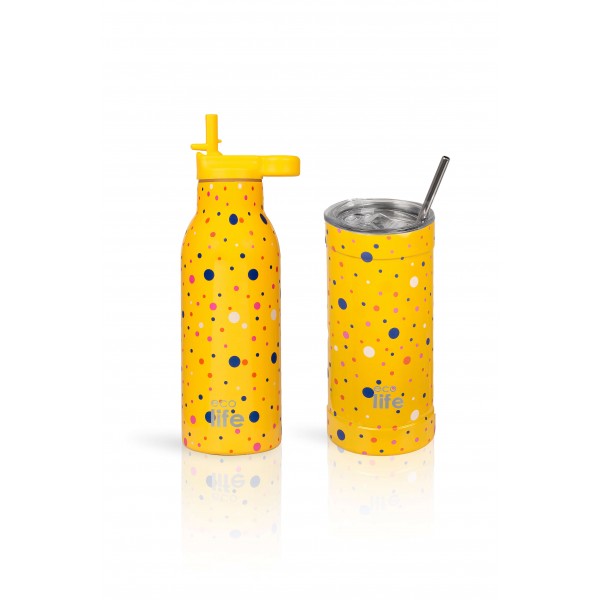 Coffee Thermos - Dots In Yellow 500ml - Ecolife