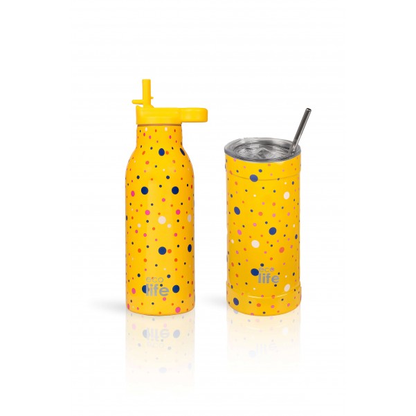 Coffee Thermos - Dots In Yellow 500ml - Ecolife