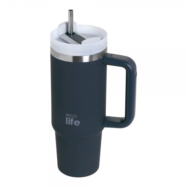 Tumbler - Stormy Sea - 900ml με μεταλλικό καλαμάκι και βουρτσάκι - Ecolife