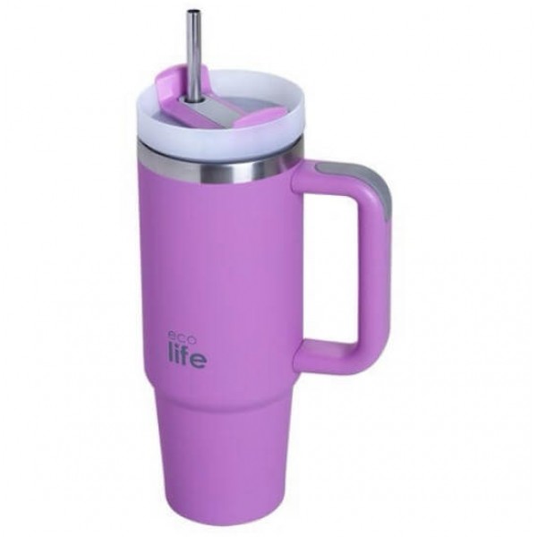 Tumbler - Iris - 900ml με μεταλλικό καλαμάκι και βουρτσάκι - Ecolife