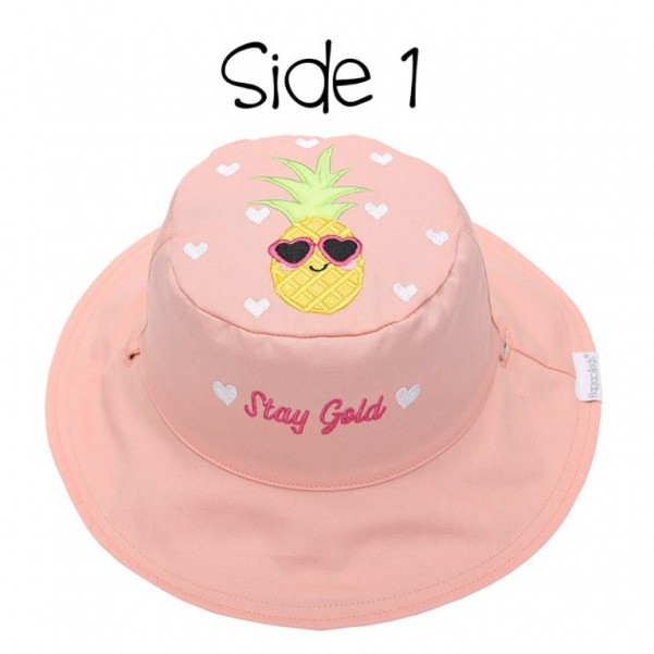 FlapJackKids- Καπέλο Διπλής Όψης UPF 50+ (Cotton) Flamingo/Pineapple