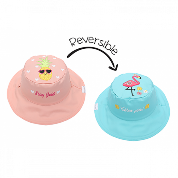 FlapJackKids- Καπέλο Διπλής Όψης UPF 50+ (Cotton) Flamingo/Pineapple