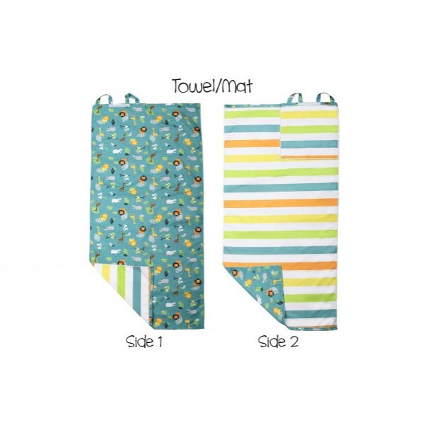 FlapJackKids- Πετσέτα Παραλίας Backpack – Green Zoo