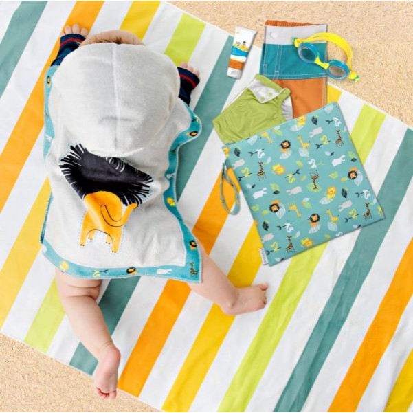 FlapJackKids- Πετσέτα Παραλίας Backpack – Green Zoo