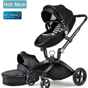 Καρότσι  μωρού 2 σε 1 Hot Mom μαύρο-άσπρο