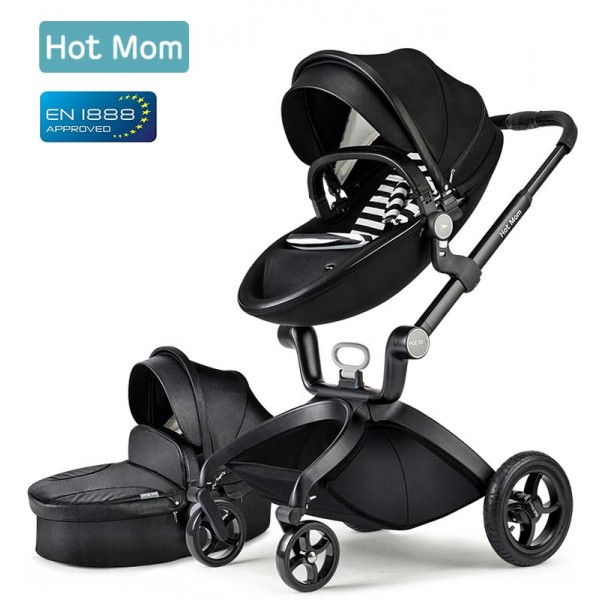 Καρότσι  μωρού 2 σε 1 Hot Mom μαύρο-άσπρο