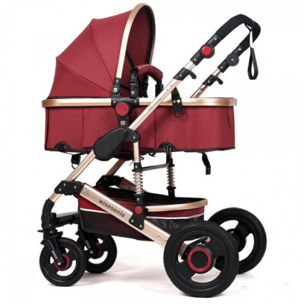 Καροτσάκι κόκκινο-χρυσό μωρού 2 σε 1