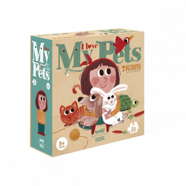 I Love My Pets - 21 pcs - Shape and Reversible Puzzle - Londji