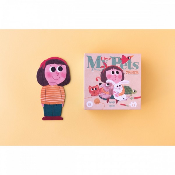I Love My Pets - 21 pcs - Shape and Reversible Puzzle - Londji