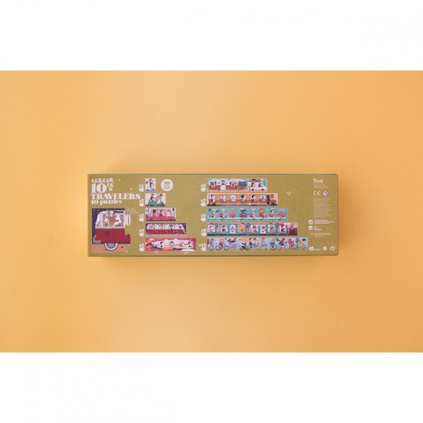 10 Travellers - 1+2+3+4 …+10 pcs - Progressive Puzzle - Londji