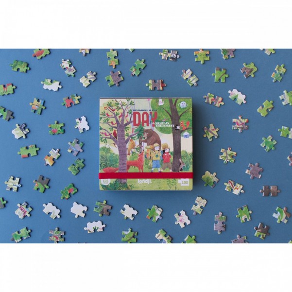 Night & Day in the Forest - 100 pcs - Reversible Pocket Puzzle - Londji