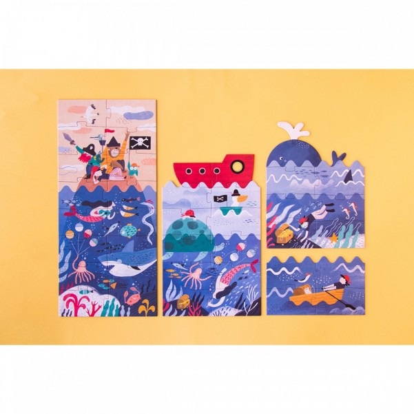 Discover The Treasure - 4+8+12+16 pcs - Layers Puzzle Londji