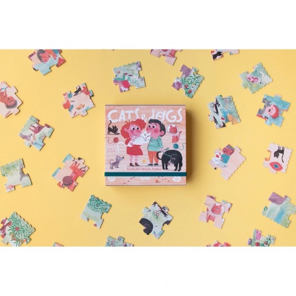 Cats and Dogs - Reversible Pocket Puzzle - Londji