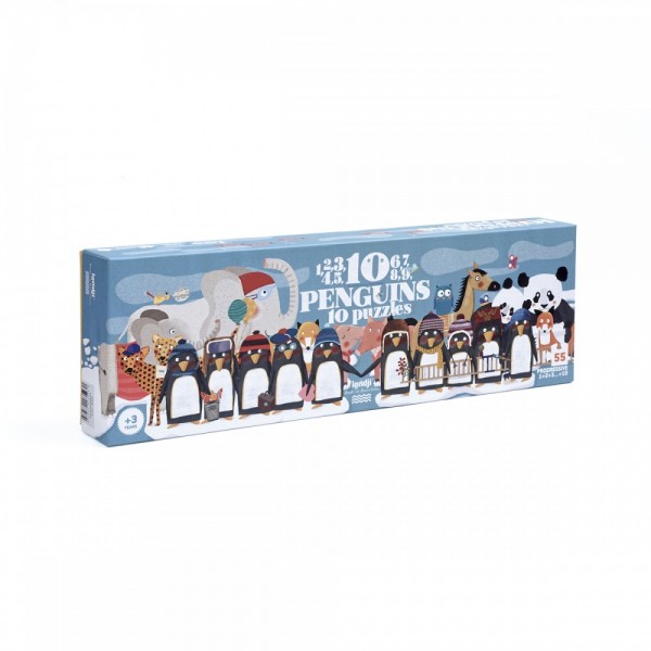 10 Penguins -1+2+3+4 …+10 pcs - Progressive Puzzle - Londji