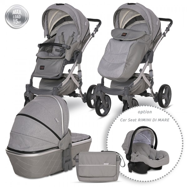 Πολυκαρότσι μωρού 3 σε 1 Rimini Premium Grey - Lorelli