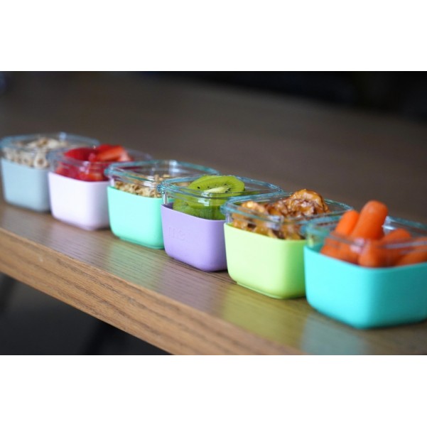 Glass Containers σε θήκες σιλικόνης (160ml set of 3) – pink,purple,grey - Melii